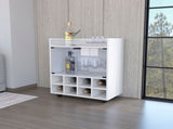 White 8-Bottle Rack Bar Cart B062P175127