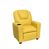 ZNTS Marisa 22" Yellow PU Leather Kids Recliner Chair with Cupholder B061110703