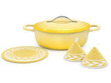 5QT Round Enameled Cast Iron Pot with Stainless Steel Handle Yellow Ombr 08213454
