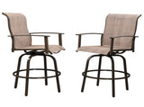 2pcs Wrought Iron Swivel Bar Chair Patio Swivel Bar Stools Brown 77628809
