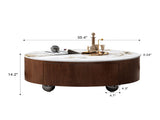 Round Wood Coffee Table with Faux Marble Tabletop W3136P304987