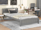 Wood Platform Bed with Headboard,Footboard and Wood Slat Support, Gray WF190781AAE