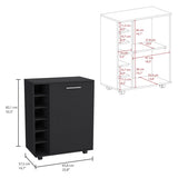 Wick Bar Cart with Integrated Wine Storage, Spacious Cabinet and Smooth Rollers B200P188879