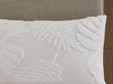 3 Piece Tufted Cotton Chenille Palm Comforter Set Off-White Full/Queen B03597112