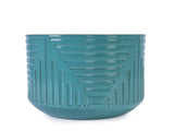 Handmade Ceramic Planter, 16 Inch Diameter, Teal Green with Textured Groove Pattern, for Monstera W3273P326368