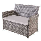 4 Piece Outdoor PE Wicker Furniture Set, Patio Gray Rattan Sectional Sofa Couch with Washable T2712P306831