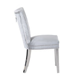 ZNTS Eva 2 Piece Stainless Steel Legs Chair Finish with Velvet Fabric in Silver 733569295678