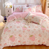 3 Piece Strawberry Duvet Set Strawberry Print Bedding for Home Bedroom Decor Microfiber Quilt 42041189