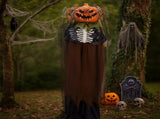 5.6ft Halloween Decorations Outdoor Life Size Animatronics Ghost with Pumpkin Head, Sound-Actived 09096478