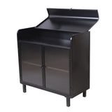 Modern Sideboard Buffet Cabinet with Tempered Figured Glass Doors, Flip Top, Inner Shelves, Metal W3122P272901
