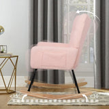 ZNTS Teddy Fabric Rocking Chair, Modern Rocking Accent Chair for Nursery, Living Room, Bedroom, Pink W2740P221083