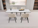 47"-63" extendable MDF modern dining and chair set, suitable for 2-6 people, white dining 32155640