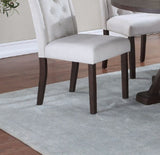 Modern Bone White Fabric 2pc Side Chairs Tufted Back Upholstered Back Rustic Espresso Wooden Legs B011P203552