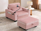 Single sofa recliner with manually adjustable backrest, USB charging port on the armrest side, phone W487P556701