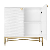 White Modern 2-Door Locker Accent Cabinet with Tapered Metal Feet T3609P333096