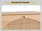 Shoe cabinet with 2 tilt-out compartments, raised arched-top rattan-look fronts, made of 02762748