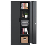 72"H Metal Garage Storage Cabinet, Black Tool Steel Locking Cabinet with Doors and 4 Shelves, Tall 74034896