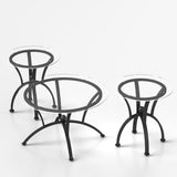 3 Piece Tempered Glass Surface Coffee Table Set, Decor Coffee Table Round End Side Table with Sturdy W2167P221147