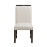 Contemporary Dining Set of 2 Side Chairs Beige Fabric Upholstery Brown Finish Wooden Furniture B011P355870