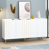 ON-TREND Luxurious Shoe Cabinet with 5 Metal Legs, Modern TV Stand with 4 Adjustable Shelves for TVs N721P191139K
