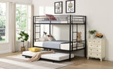 ZNTS Over Twin Bunk Bed Frame with Trundle,Metal Bunkbed with Sturdy Guard Rail and 2 sideLadders for 15018457