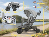 6-in-1 Kids Tricycle with Adjustable Push Handle & Reversible Seat, Gray Toddler Tricycle for Ages 29257099