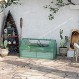 6' x 3' Galvanized Raised Garden Bed with Mini PE Greenhouse Cover, Outdoor Metal Planter Box with 2 W2225142609