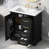 ZNTS 30" Bathroom Vanity with Sink, One Package, Black Bathroom Cabinet with Drawers, Solid Frame and MDF N725P192829B