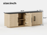 67" Modern Sideboard Buffet Cabinet, 4-Door Storage Cabinet with Arched Geometric Doors and Black W1820P514496