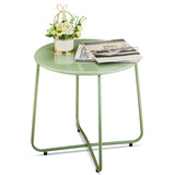 Patio Small Side Table, Waterproof Round Metal Coffee Table, Weather Resistant End Table for Indoor 18271862