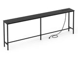 63" Console Table with US Standard Power Outlet, Melamine MDF Tabletop & Black Metal Frame, Black 45174155