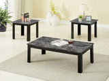 3pc Set Traditional Style Rectangular Coffee Table Square Shape End Table Wooden Legs Black Finish B011P232910