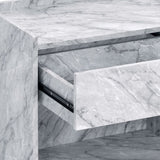 White Printed Faux Marble and Chrome Accent Table B062P181410