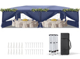 10'x20' Instant Pop Up Canopy Tent Blue, 6 Side Panels 2 Doors 4 Mesh Windows, 28/22mm Powder Coated 90065651