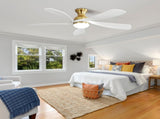 52 Inch Ceiling Fan with Dimmable 3 Colors LED Light Reversible Noiseless DC Motor Smart APP Remote W934P152352