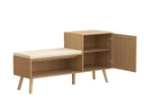2-in-1 Shoe Storage Bench, PP Rattan Shoe Cabinet with 2 Adjustable Shelves and Removable Seat W808P212813