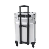 ZNTS 4-in-1 Draw-bar Style Interchangeable Aluminum Rolling Makeup Case Silver 59019860