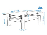 Glass Coffee Table, 38.6" Modern Rectangle Side Center Tables with Clear Tempered Glass Top for 60876498