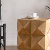 23.62"Height Three-dimensional Embossed Pattern Design Retro Side Table,Retro Wooden Nightstand W75770647