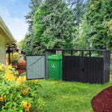 ZNTS Garbage Bin Shed Stores 3 Trash Cans Metal Outdoor Bin Shed for Garbage Storage,Stainless Galvanized W540120221