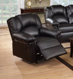 ZNTS Motion Recliner Chair 1pc Glider Couch Living Room Furniture Black Bonded Leather B011P205229