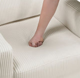 Modern Contemporary Beige Corduroy Upholstered Sofa Comfortable Cushion Solid Wood Living Room B011P359660