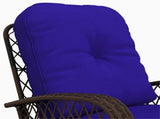 Dark Blue Wicker Porch Rocker with Soft Plush Cushion, Weather Resistant Rattan Rocking Chair 79367051
