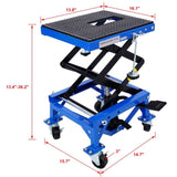300 lbs Hydraulic Motorcycle Scissor Jack Lift Foot Step Wheels for Small Dirt Bikes,blue color 39700663