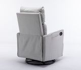 038-Cotton Linen Fabric Swivel Rocking Chair Glider Rocker Recliner Nursery Chair With Adjustable W527134470