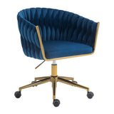 ZNTS Modern design the backrest is hand made woven Office chair,Vanity chairs with wheels,Height 93876895