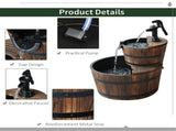 Wood 2-Tier Freestanding Water Fountain Barrel Waterfall with Electric Pump for Outdoor Decor 71020088