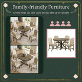 TREXM Retro Style Dining Chair Set with 4 Upholstered Chairs for Dining Room and Living Room WF298830AAE