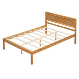 ZNTS Platform Bed Frame with Headboard, Wood Slat Support, No Box Spring Needed, Full, Oak 00265555