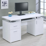 55-inch Office Computer Desk with2 Drawers in White B016P210454